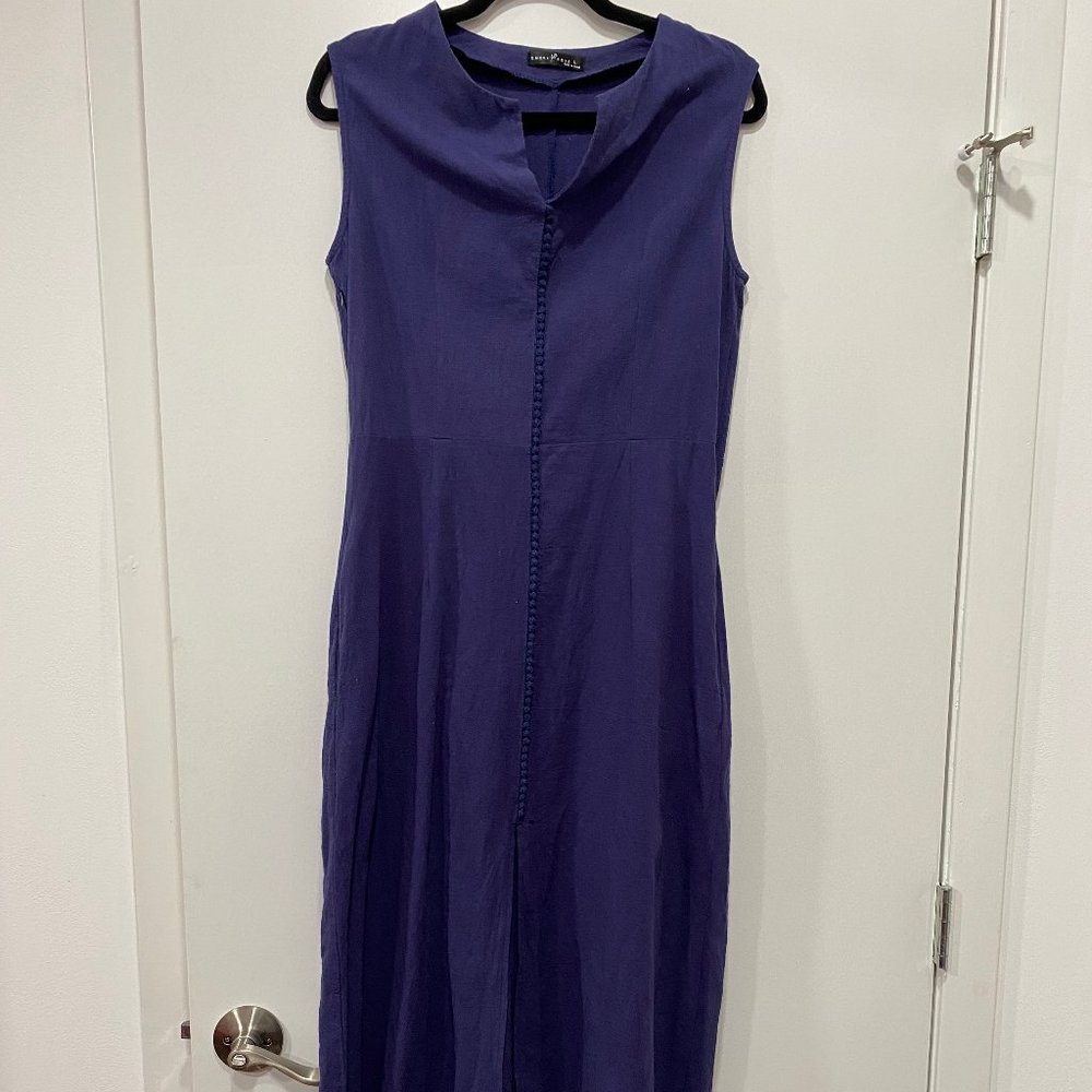 Blue 100% Cotton Emery Rose Sleeveless Maxi Dress from Emery Rose, Size L, NWOT